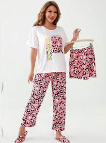 Pimavera y Verano Conjuntos de Descanso para Mujeres Ropa de Dormir para Mujeres, Pijama con estampado de dibujos animados, Incluye una camiseta de manga corta, un pantalón corto - Multicolor - Ver 7