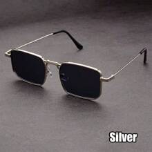 1 件女式复古金属方形小框时尚眼镜，复古风格，时尚眼镜，适合个性化日常服装和沙滩配饰 - 彩色 - 查看 16