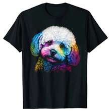 Bichon Frise Dog Cute T Shirts Tee Tops Round Neck Short-Sleeve Fashion Tshirt Clothing Casual Basic T-Shirts. - Black - View 1