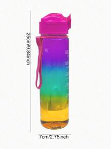 1 Pc Ombre Color Transparent Water Bottle With Straw Portable Sports Cup