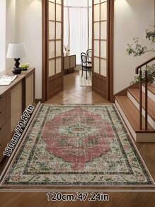1 pieza, Alfombra vintage hecha a mano, Alfombra de área europea, Adecuada para sala de estar, comedor, dormitorio y felpudo, Resistente al desgaste y antideslizante, Lavable a máquina, Decoración de habitación, Regalo del Día de la Mujer, Cumpleaños, Novio, Novia, Decoración del hogar, baño, Alfombra de puerta de verano