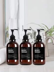 LEAPAIR 2/3 Peças Frasco Dispensador de Loção de 500ml/16.9oz com Bomba Dispensadora com Rótulos ou Suporte para Garrafa, Garrafas Recarregáveis de Shampoo e Condicionador, Frascos Dispensadores Apertáveis, Para Sabonete Líquido/Shampoo/Condicionador/Sabonete Líquido para as Mãos/Detergente Líquido/Loção, Dispensador de Armazenamento de Cozinha e Banheiro, Decoração de Banheiro Doméstico, Decoração de Outono, Volta às Aulas