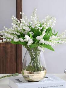 1PC/10PCS Artificial Lily Bouquet Plastic Artificial Flower Green Plant Stem Wedding Bride White Bouquet Used For Garden Room Desktop Vase Home Decoration Gifts Birthday Graduation