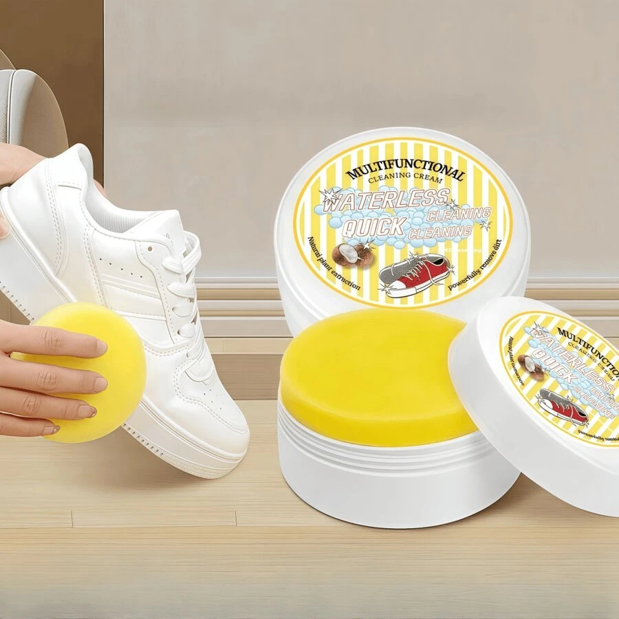 Multipurpose White Shoe Clean-Er Cream - Effective Stain Removal Sneaker Clean-Er No Water Required White Sneaker Clean-Er With Shoe Clean-Er Sponge Shoe Cream Easy To Use Shoe Clean-Er Foam
