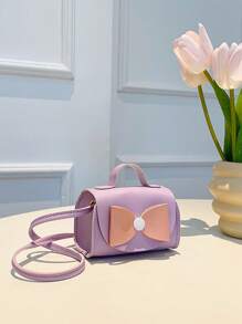 1 件可爱简约儿童翻盖包斜挎包单肩包零钱包糖果包手提包多功能轻便便携带扣迷你日常方形包旅行度假户外购物简约 PU 皮革可爱撞色蝴蝶结优雅时尚休闲包适合年轻儿童女孩旅行配件 - 紫色 - 查看 8