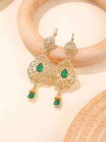 一对复古宫廷风耳环，沙特阿拉伯新娘时尚耳环，适合婚礼、派对、节日礼物和情人节配饰。 - 彩色 - 查看 3