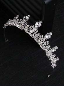 4pcs Silver Diamond Crystal Jewelry Set For Teenagers - Necklace, Tiara Crown, Hair Accessories, Princess Party Headband, Luxury Bridal Wedding Jewelry Gift Box For Holidays, Ball Events