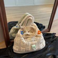 Designer Flower Knitted Handbags Female Large Capacity Totes Women's Pack Summer Beach Bag Purses Hollow Woven Shoulder Bags