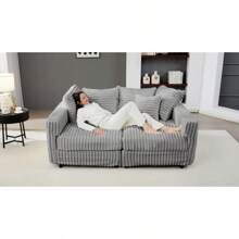 104.3" Plush Corduroy 4-Seat Sofa Modern Comfy Upholstered Sofa Cloud Couch Deep Seat Couches With Soft Pillows Convertible Deep Seat Sofa Lounge Chair For Living Room Bedroom Apartment Office