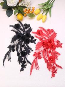 Handgefertigte 3D bestickte Perlenblumen Dekorative Applikationen, DIY Kleidungszubehör, Brautkleid Verzierungen, Größe: 30cm x 20cm