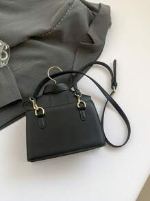 独特有趣的领口形状女士手提包，时尚黑色翻盖斜挎包，手机袋，有趣的礼物 - 黑色 - 查看 9