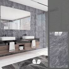10pcs Self-Adhesive PVC Wall Stickers - Faux Marble Design, Removable, Easy Installation, Suitable For Kitchen, Bathroom, Living Room, Backdrop, Home, Office, Waterproof Wallpaper Wall Decals