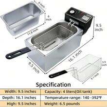 Freidora De Aceite Eléctrica Automática Acero Inoxidable 6L - Gris - Ver 7