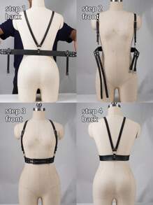 1 Classic Sexy Lingerie Accessory Fashion PU Leather Women's Black PU Leather Waist Shapewear Chest Drawstring Gothic Style Holiday Wear With A Belt