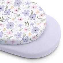 婴儿床弹力床单，男女宝宝通用，柔软透气，适用于椭圆形摇篮、摩西篮和长方形床垫。