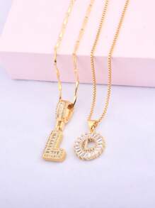 2 件/套女士字母首字母吊坠项链，26 个字母项链，配有可调节 18 英寸 - 20 英寸链条，含礼品盒，优雅的情人节礼物，适合日常佩戴 - 金黃色 - 查看 29