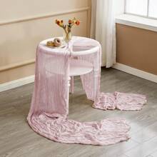10pcs Rectangular Table Runner, 180*90cm, 300*90cm, 400*90cm, Cheese Cloth Table Runner, Boho Cheesecloth Table Cloth, Transparent Tablecloth, Suitable For Wedding Bride Baby Shower Birthday Or Holiday Party Cake Table Decor, Romantic Banquet Table Decor Chiffon Table Runner For Birthday, Wedding, Party, Holiday Celebration And Baby Shower