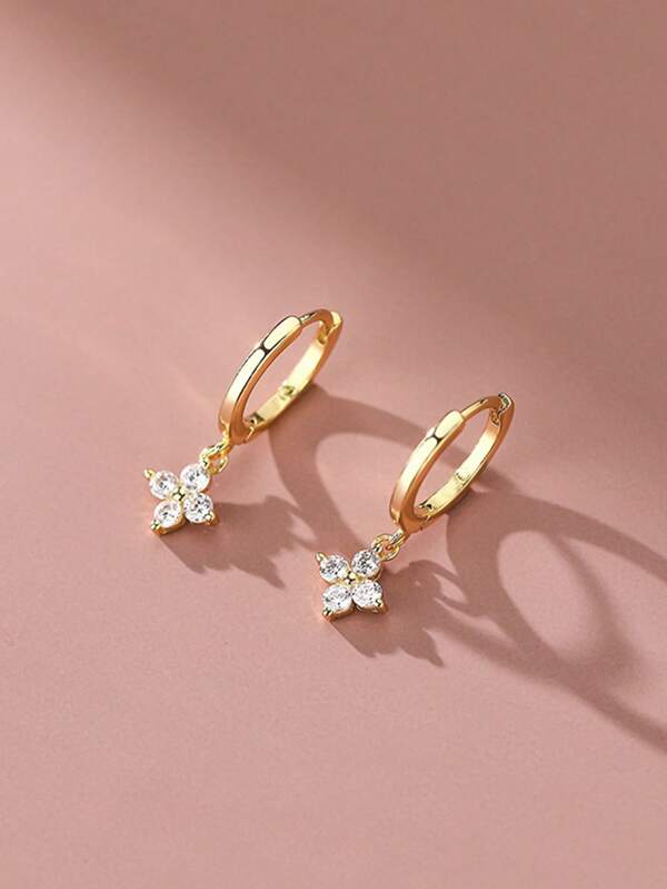 1 Pair Ladies' Fashion Luxury Elegant Four-Leaf Clover Earrings, Delicate Eardrops Suitable For Everyday Wear