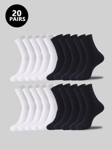 5pcs/10pcs/20pcs Couple Sports & Casual Crew Socks, Suitable For Daily Wear, Indoor & Outdoor, Fall