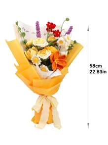 1 Conjunto Kit de Crochê de Buquê de Flores para Iniciantes, DIY Tricô de Lã, Material do Buquê de Rosas, Tulipas, Girassóis com Acessórios Básicos e Tutoriais, Presente Ideal para Férias