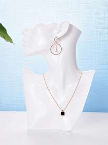 1pc White Elegant Polyresin Side-Profile Model Earring & Necklace Display Stand, Creative Jewelry Holder Display Prop