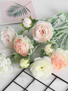 1 件/4 件人造奥斯汀玫瑰束仿真牡丹长茎人造花适合家庭花瓶办公室婚礼订婚插花周年纪念母亲节生日礼物 - 3頭洋牡丹 - 查看 7
