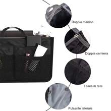 1 Stück Damen Reise Handtasche mit Doppel-Reißverschluss Make-up Tasche, faltbar, großer Stauraum, mittlere Innentasche zum Organisieren, multifunktionale Kulturtasche, Kosmetiktasche, Futter, Make-up Tragetasche, Organizer für Strand, Urlaub, Camping