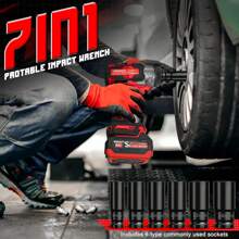 Denaztl Cordless Impact Wrench, 450Ft-Lbs (600N.M) 1/2" Brushless Impact Gun, 21V High Torque Power Impact Driver, 4.0Ah Battery Electric Impact Motor 3 Variable Speeds For Car/Truck RV/Mower