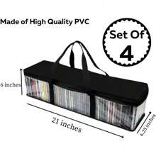 Storage Boxes (4 Pack) Durable CD Case Organizer With Lid, Disc Container Set Holds Up To 128 CDs, Black