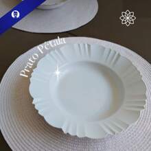 Kit 20 Prato Fundo com Borda Branco Preto Refeição Churrasco Festa Pratos Plastico
