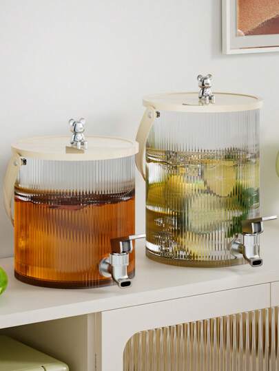 1 件大容量塑料饮料分配器带阀门 - 水果滤网冷饮杯，适用于果汁、茶、冷萃 - 简易泵送系统、家用饮料盆，适用于餐厅、酒店和家庭等，适用于户外、露营