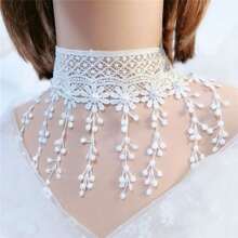 Women Fashionable Faux Pearl Decor Choker, For Party