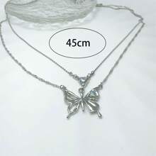 1pc Heart & Butterfly Double-Layer Necklace, Sweet & Cool Ins High-End Collarbone Chain, Suitable For Daily Wear, Best Gift Choice For Women Jewelry
