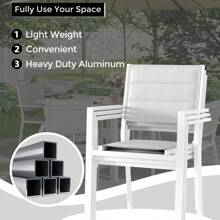Outdoor Aluminum Stacking Dining Chairs With Textilene Fabric For Outdoor, Patio, Deck, Backyard, Patio Stackable Chairs Set Of 2 Pack - White - View 6