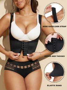 1pc Women Black Slimming Corset Tank Top, Bust Support, Waist Shaper Tummy Control Flat Belly Sheath Pants Underwear Shorts Lingerie Briefs Shapewear Waist Trainer Shaper 