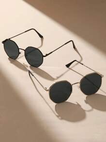 4/3/2 Pairs - 1 Pair/Women's Full-Frame Retro Rice Nail All-Match Fashion Glasses, Fashion Slim Ordinary Decorative Glasses, Retro Metal Polygon Fashion Decorative Glasses, Outdoor Casual Glasses, Game Photo Decorative Glasses (Glasses Case)