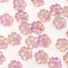 10/50pcs 14mm Glass Cherry Blossom Beads-For Jewelry Making, DIY Crafts, Necklaces, Bracelets - Transparent Multicolor Glass Bead