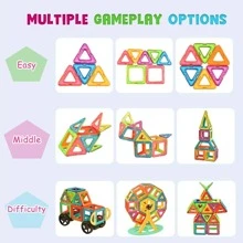 50pcs/100pcs Large And Medium Size Magnetic Building Blocks, Kids' Diy Magnet Toy, Designer Building Set, Children's Day Gift - Multicolor - View 4