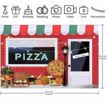 1PC Cooking Pizza Shop Theme Party Decoration Background -82.7 * 59.1/59.1 * 39.4/39.4 * 29.5in, Pizza Cafe Shop Photography Background Newborn Shower Cake Table Banner Photo Booth Props