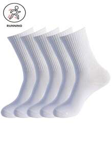 1/3/5 Pairs Of Unisex Solid Colored Socks, Sports And Breathable Mid-Tube Socks, Casual Socks For Both Men And Women