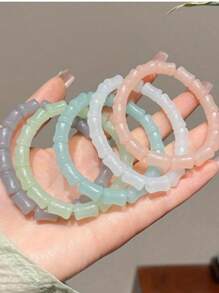 50pcs Bamboo Glaze Beads, Chinese Style Cylider Diy Bracelet Making Craft Jewelry Making Supplies For Necklace, Bracelet, Hair Clip