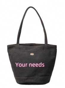 Dikke canvas tas voor dames, geschikt voor woon-werkverkeer, school, winkelen, aanpasbare tekst