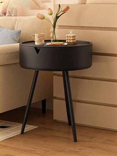 1pc Round Coffee Table, Sofa Side End Small Space Nightst Easy Assembly, Living Room, Bedroom, Outdoor Garden