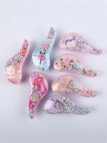 1件装迷你卡通梳子长发卷发气垫顺发梳按摩蓬松头发韩版便携居家女生梳子 - 玫紅色 - 查看 4