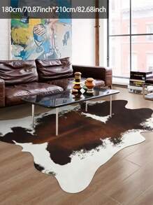 5 英尺 X 6 英尺优质人造皮革地毯，耐用大尺寸奶牛印花小地毯，客厅区域地毯，客厅大地毯，房间装饰，适用于卧室和客厅西式装饰，人造毛皮动物牛皮地毯，棕色 - 牛26 - 查看 14