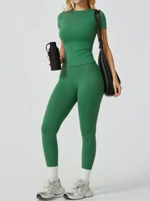 NcmRyu 女士纯色简约百搭圣诞套装，运动套装