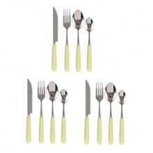 Juego de cubiertos de acero inoxidable de 2/4/12/24 piezas con mango de cerámica - Cuchillo para bistec, cuchara sopera, cuchara de postre y tenedor - Cubiertos creativos, utensilios y accesorios de cocina que incluyen cuchillo, tenedor, cuchara - Perfecto para comidas diarias, fiestas y reuniones festivas - Multicolor - Ver 15