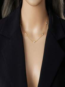 1 conjunto de colar e brincos de concha de aço inoxidável banhado a ouro e pingente de coração