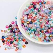 2/3/4/ 6/8/10/12mm Acrylic ABS Beads Faux Pearl Semi-Circle Color Beads Nail Art Patch Decoration DIY Jewelry Making Accessories - Semicircular Patch - View 8