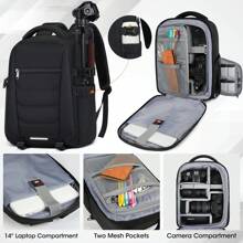 NEWHEY Mochila de cámara profesional adecuada para cámaras DSLR/sin espejo, mochila para portátil impermeable para 14/15.6 pulgadas, con cubierta de lluvia, bolsa de viaje antirrobo, mochila de fotografía de gran capacidad, bolsa de viaje para portátil - Multicolor - Ver 4